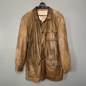 Vintage Countdown To Zero Operation Leather Mens 42L Leather Bomber Jacket Chore